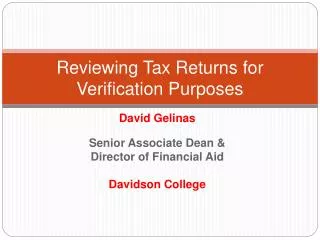 Reviewing Tax Returns for Verification Purposes