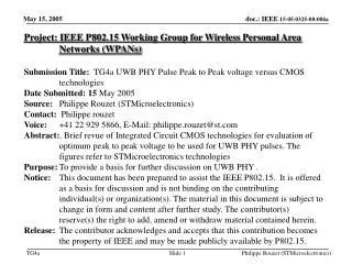 Project: IEEE P802.15 Working Group for Wireless Personal Area Networks (WPANs)