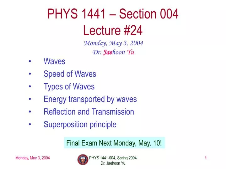 phys 1441 section 004 lecture 24