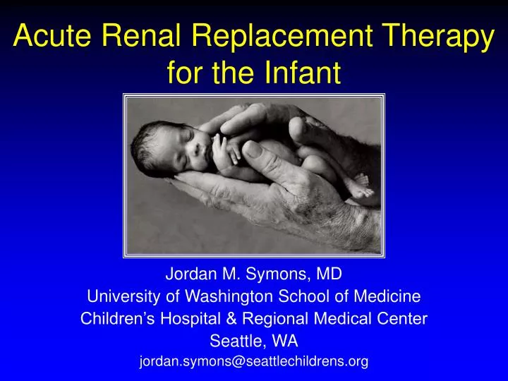 acute renal replacement therapy for the infant