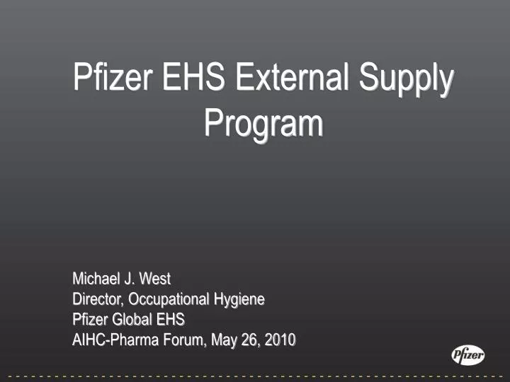 pfizer ehs external supply program