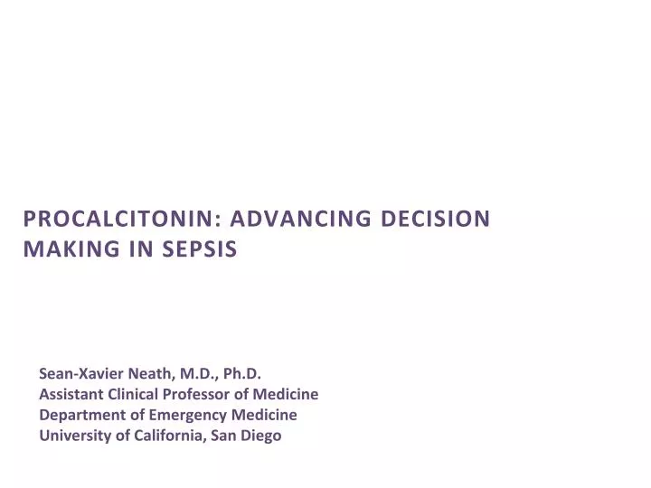 procalcitonin advancing decision making in sepsis