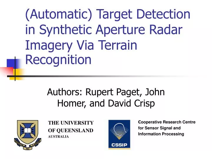 automatic target detection in synthetic aperture radar imagery via terrain recognition