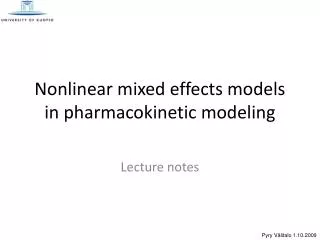 Nonlinear mixed effects models in pharmacokinetic modeling
