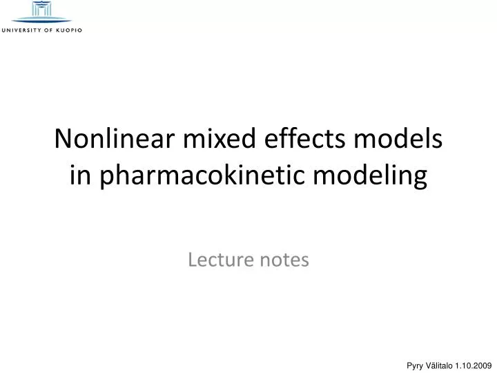 nonlinear mixed effects models in pharmacokinetic modeling