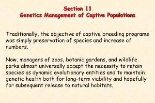 Section 11 Genetics Management of Captive Populations