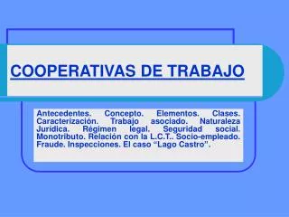 COOPERATIVAS DE TRABAJO