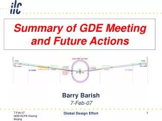 Summary of GDE Meeting and Future Actions