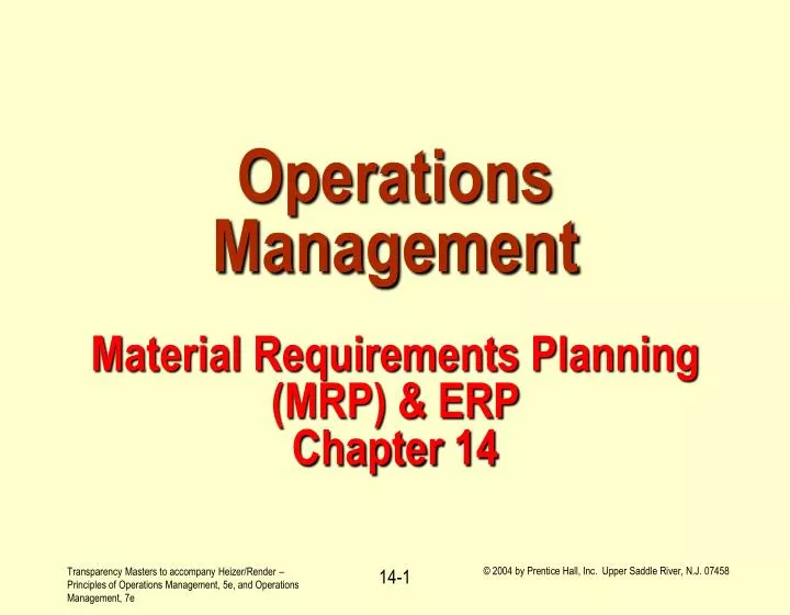 Ppt Operations Management Material Requirements Planning Mrp Erp Chapter Powerpoint