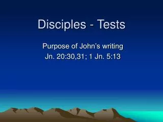 Disciples - Tests