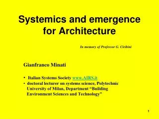 Systemics and emergence for Architecture