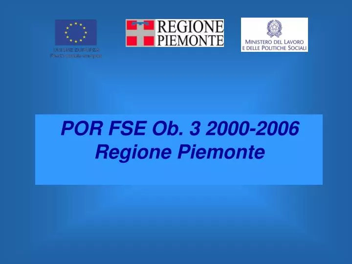 por fse ob 3 2000 2006 regione piemonte