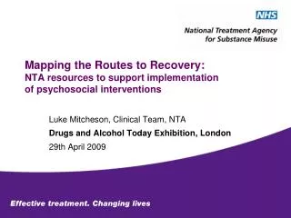 Mapping the Routes to Recovery: NTA resources to support implementation of psychosocial interventions