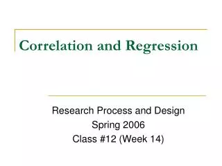 Correlation and Regression