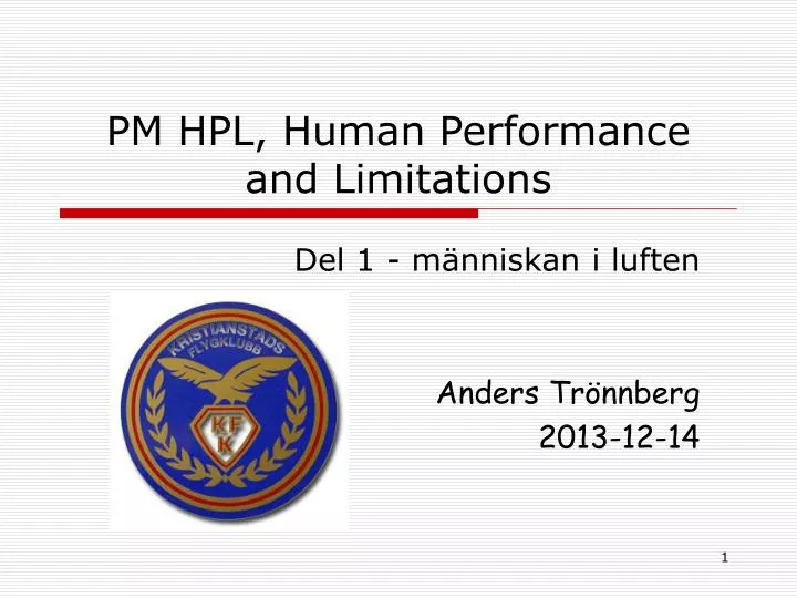 pm hpl human performance and limitations