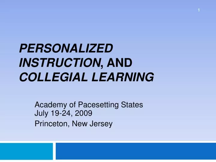 personalized instruction and collegial learning
