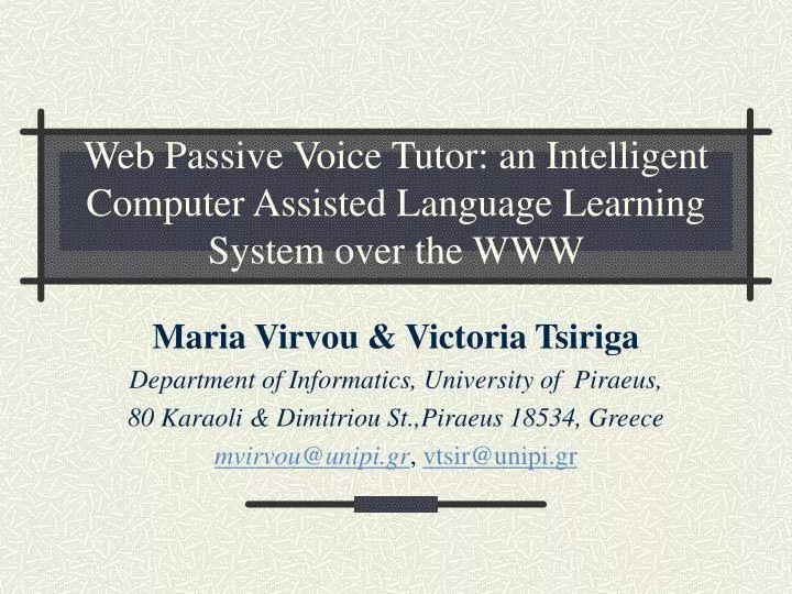 web passive voice tutor an intelligent computer assisted language learning system over the www