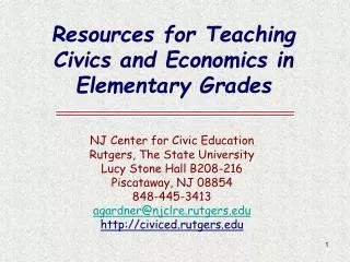 Resources for Teaching Civics and Economics in Elementary Grades