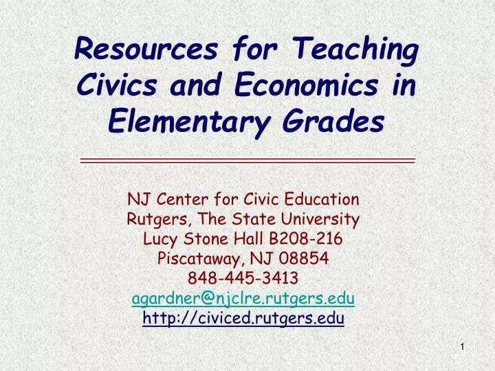 resources for teaching civics and economics in elementary grades