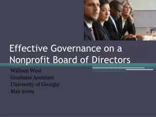 Effective Governance on a Nonprofit Board of Directors