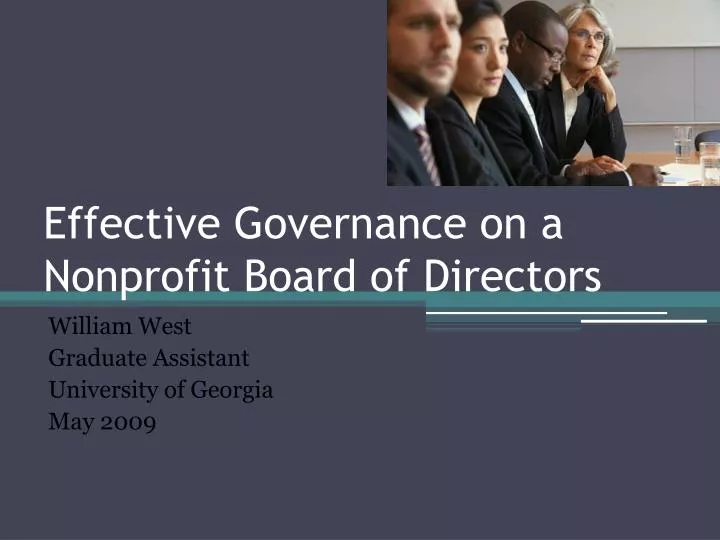 effective governance on a nonprofit board of directors