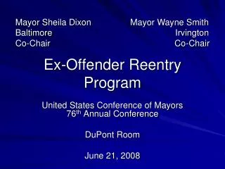 Ex-Offender Reentry Program