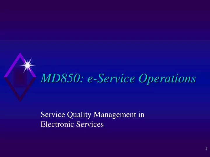 md850 e service operations
