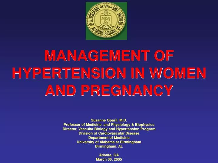 management of hypertension in women and pregnancy