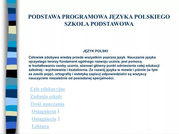 podstawa programowa j zyka polskiego szko a podstawowa