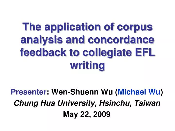 the application of corpus analysis and concordance feedback to collegiate efl writing