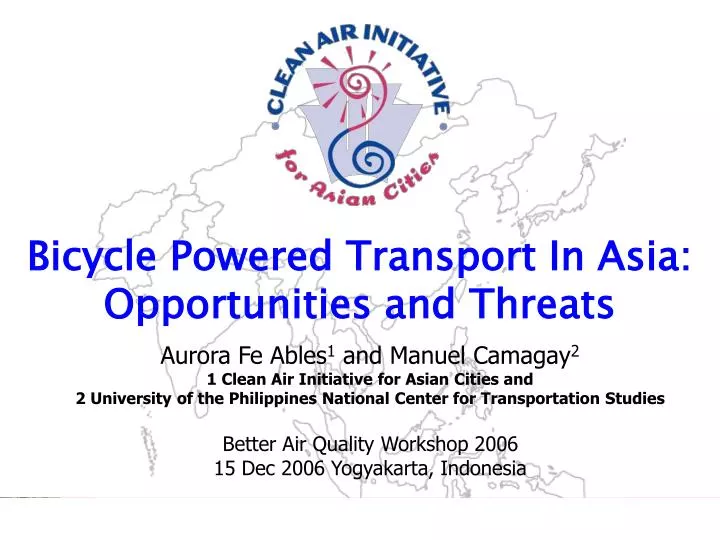 bicycle powered transport in asia opportunities and threats