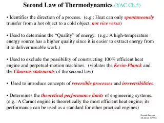 Second Law of Thermodynamics (YAC Ch.5)