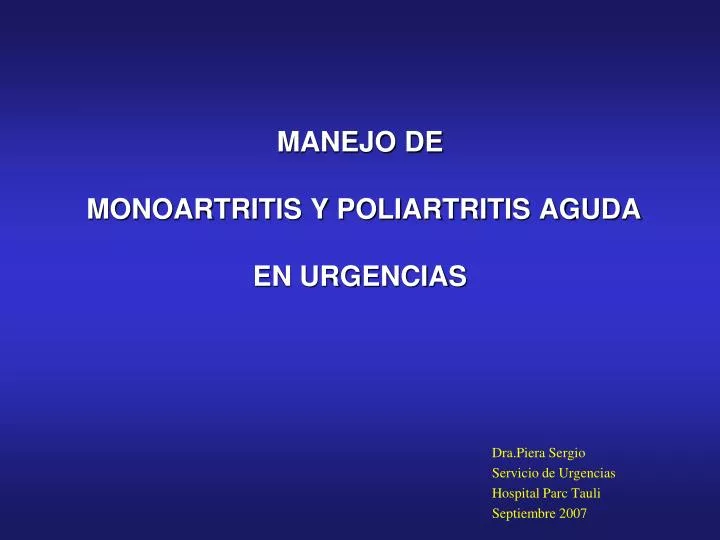 manejo de monoartritis y poliartritis aguda en urgencias