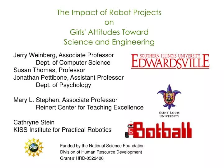the impact of robot projects on girls attitudes toward science and engineering