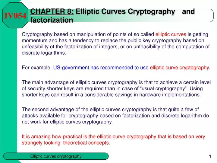 chapter 8 elliptic curves cryptography and factorization