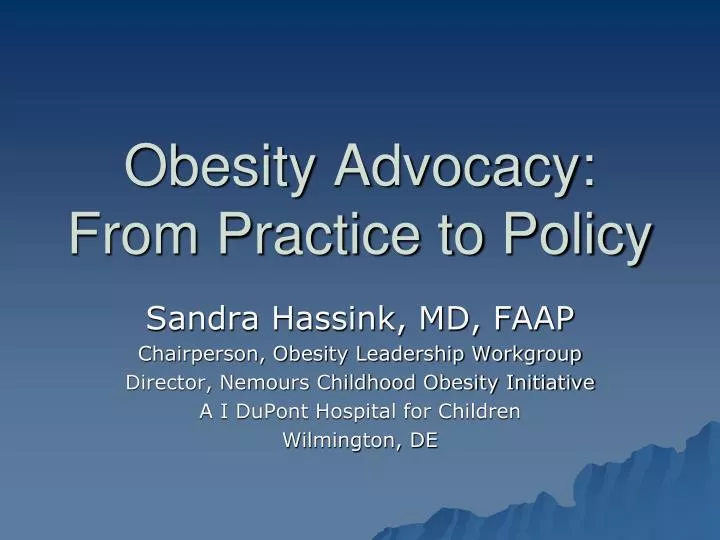obesity advocacy from practice to policy