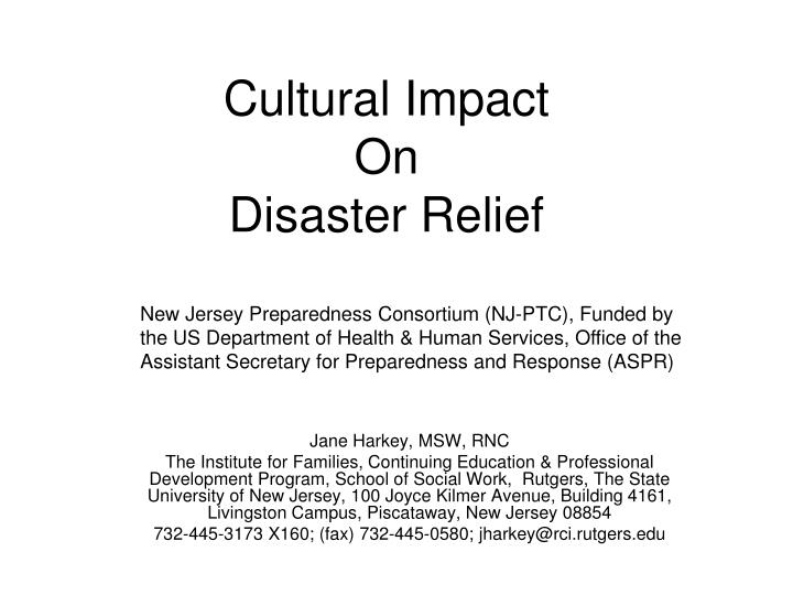 cultural impact on disaster relief