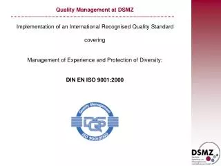 Quality Management at DSMZ