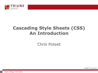 Cascading Style Sheets (CSS) An Introduction