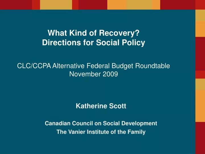 katherine scott canadian council on social development the vanier institute of the family