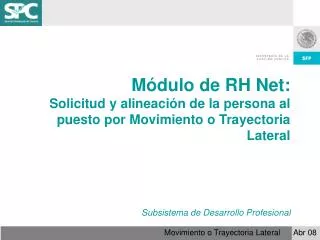 Módulo de RH Net: Solicitud y alineación de la persona al puesto por Movimiento o Trayectoria Lateral Subsistema de Des