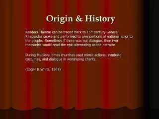 Origin &amp; History
