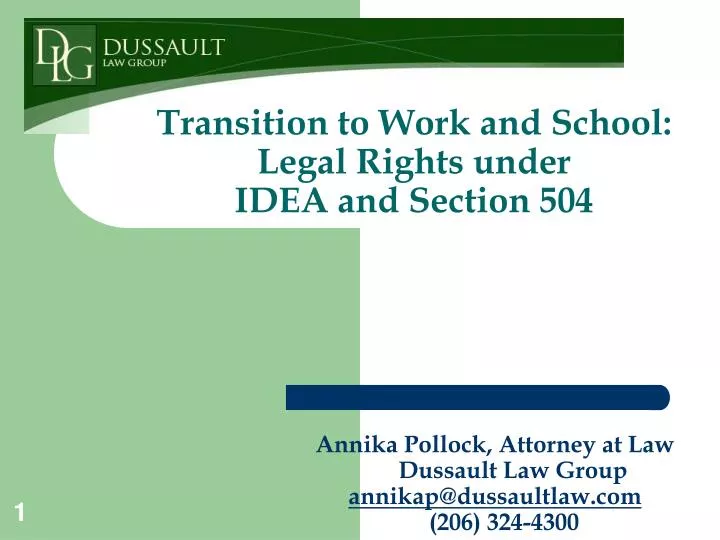 transition to work and school legal rights under idea and section 504
