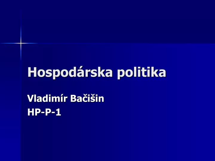 hospod rska politika