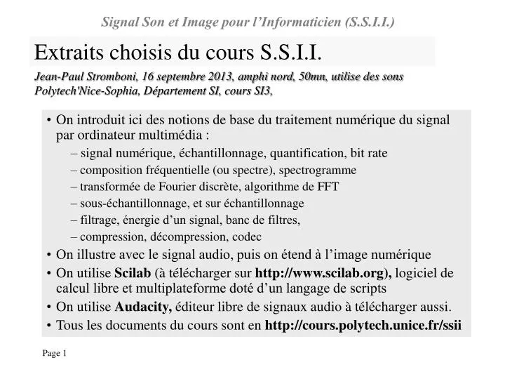 extraits choisis du cours s s i i