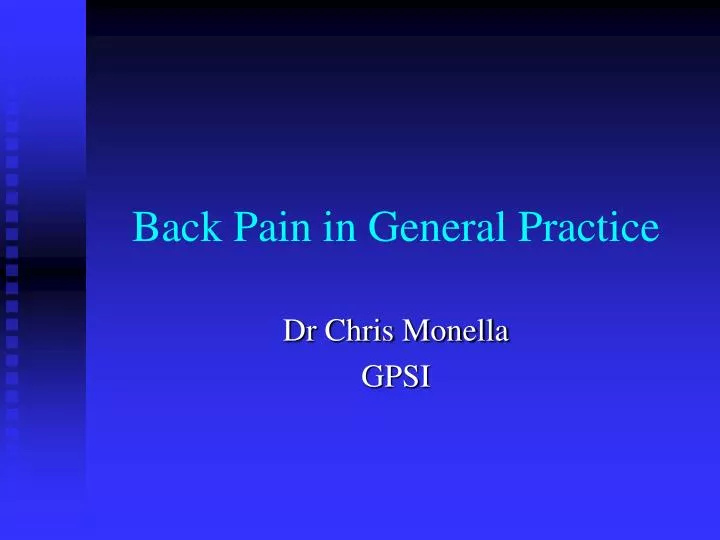 back pain in general practice