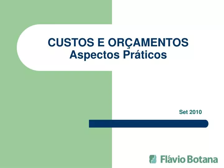 custos e or amentos aspectos pr ticos