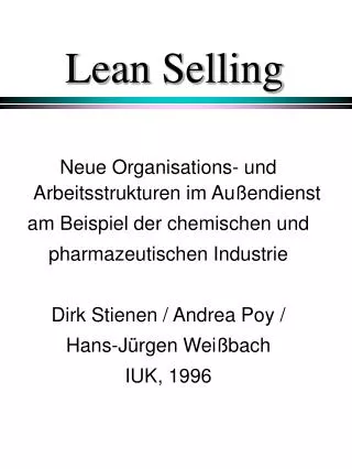 lean selling