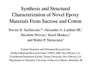 Synthesis and Structural Characterization of Novel Epoxy Materials From Sucrose and Cotton