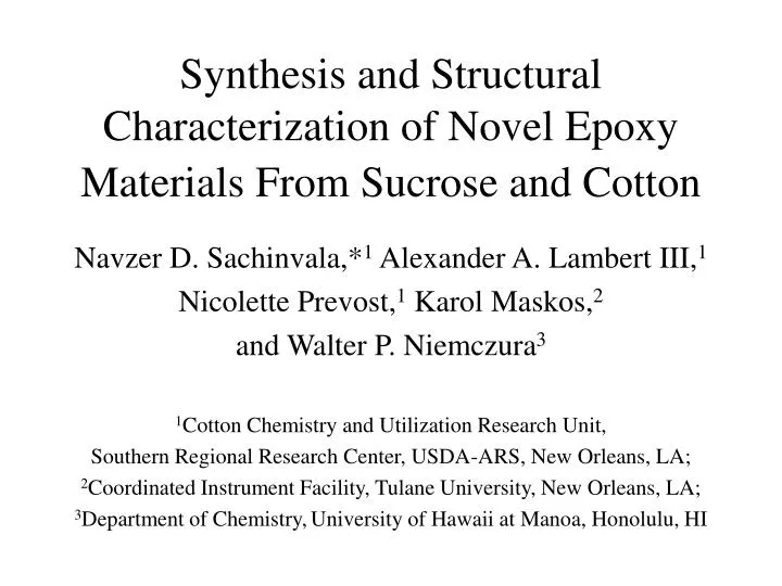 synthesis and structural characterization of novel epoxy materials from sucrose and cotton